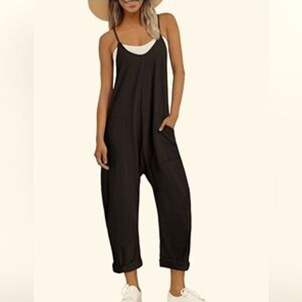 Automet One Piece Black Oversized Overalls Jumpsuit Romper Size S